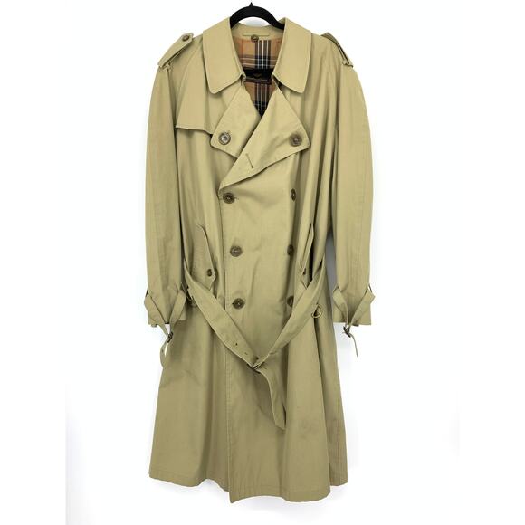Vintage Carroll and Company Trench Coat Mens Size 44R Tan Belted *No Liner